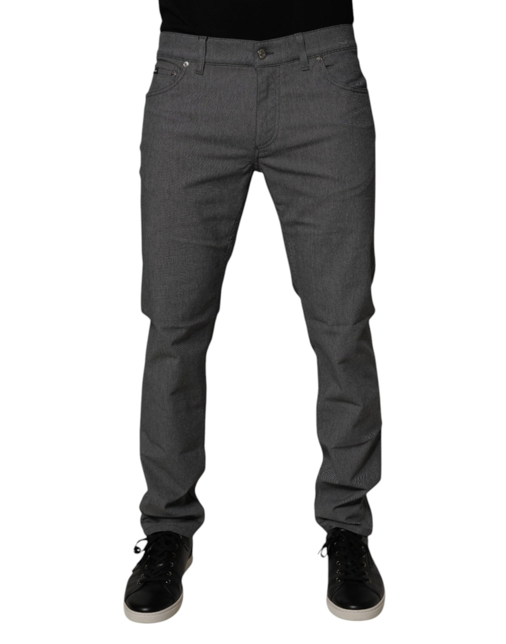 Jeans skinny en denim gris en coton stretch de Dolce & Gabbana, coupe ajustée et détails classiques.
