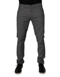 Jeans skinny en denim gris en coton stretch de Dolce & Gabbana, coupe ajustée et détails classiques.