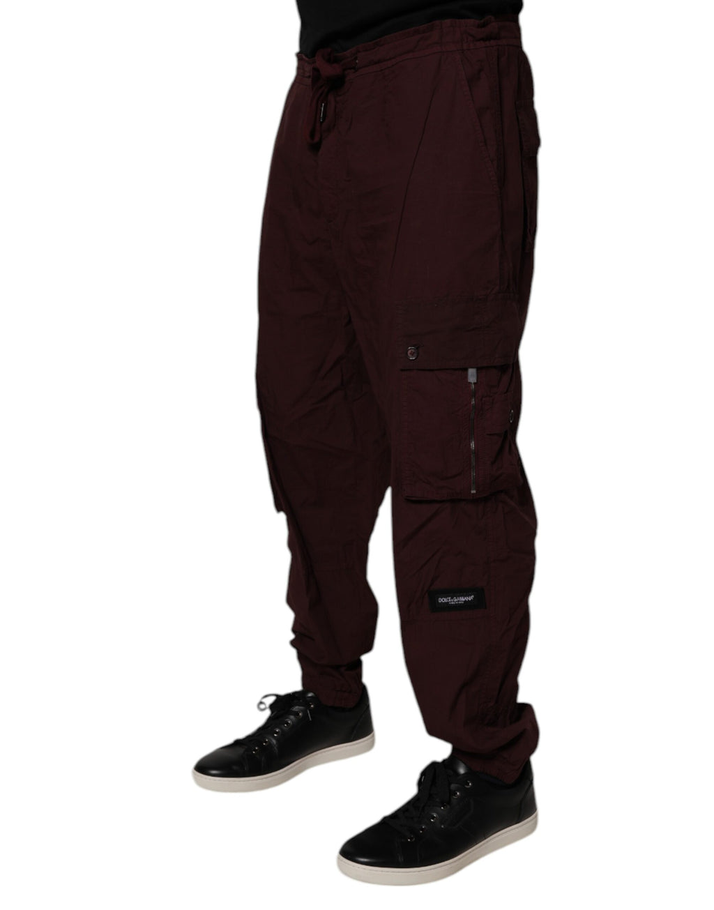 Pantalon de jogging cargo en coton marron Dolce & Gabbana, coupe décontractée avec poches latérales et taille élastique.