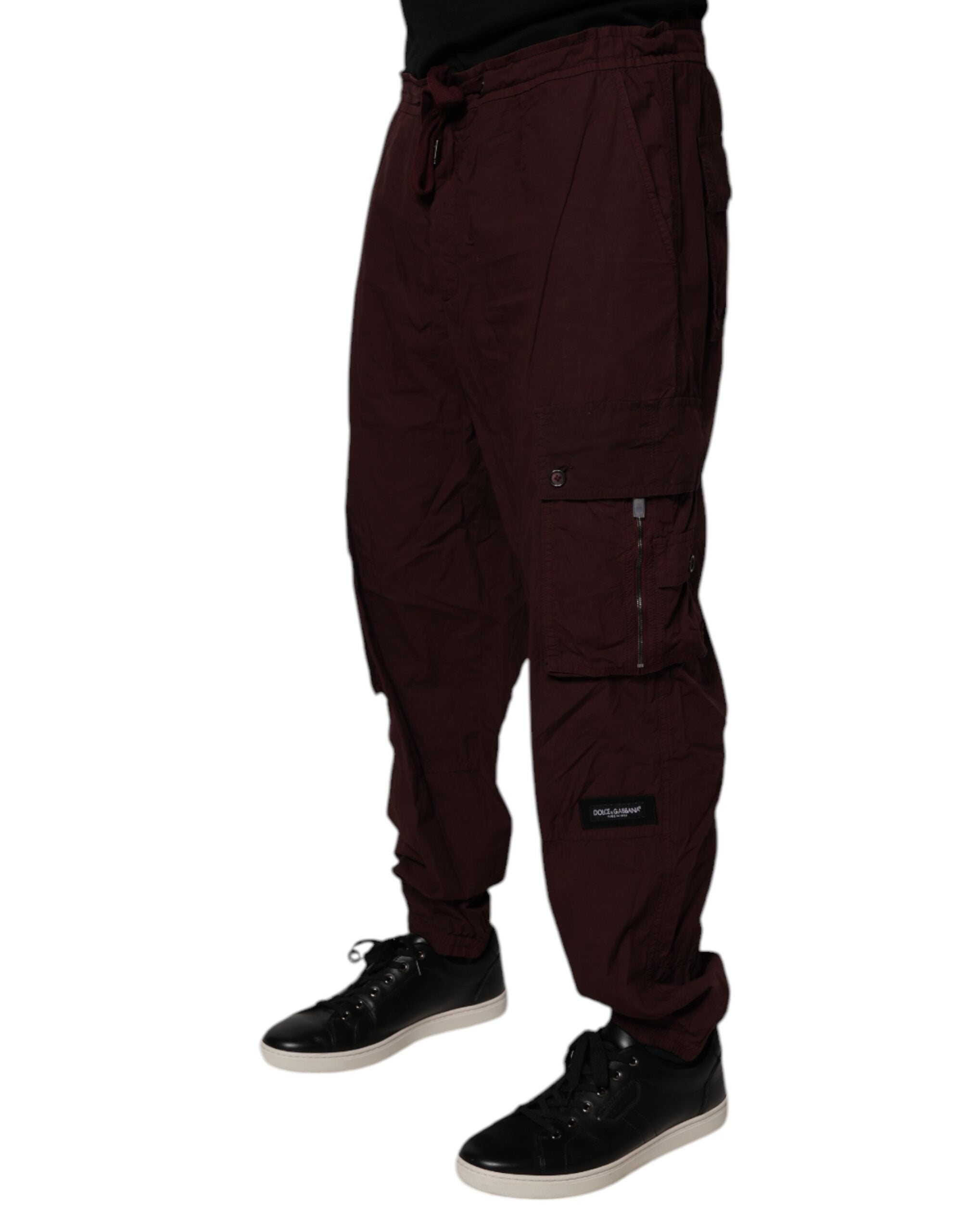 Pantalon de jogging cargo en coton marron Dolce & Gabbana, coupe décontractée avec poches latérales et taille élastique.