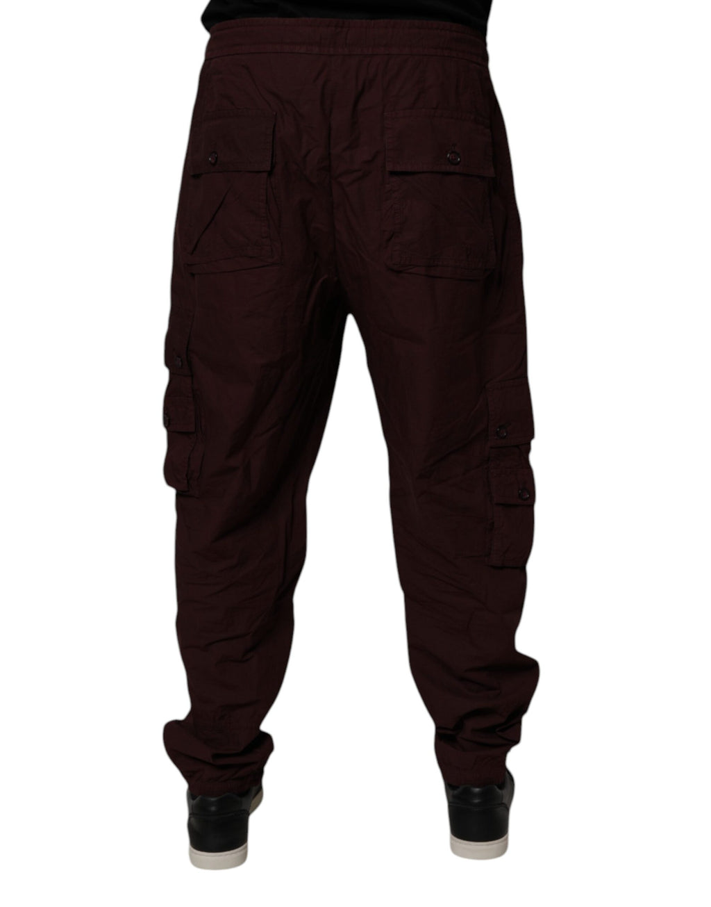 Pantalon cargo jogger en coton marron de Dolce & Gabbana, style décontracté avec poches latérales et taille élastique.