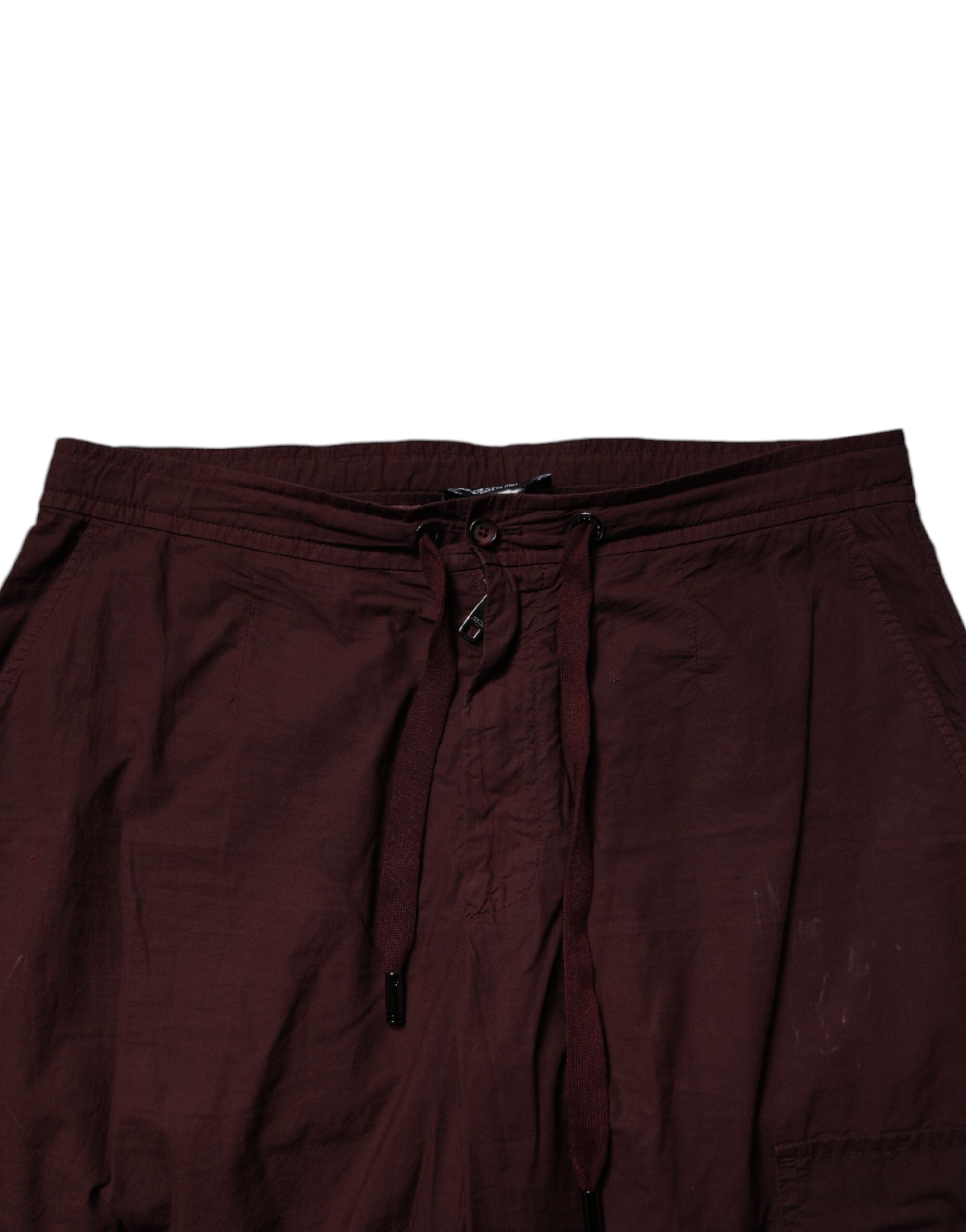 Pantalon de jogging cargo en coton bordeaux de Dolce & Gabbana, style décontracté et confortable.