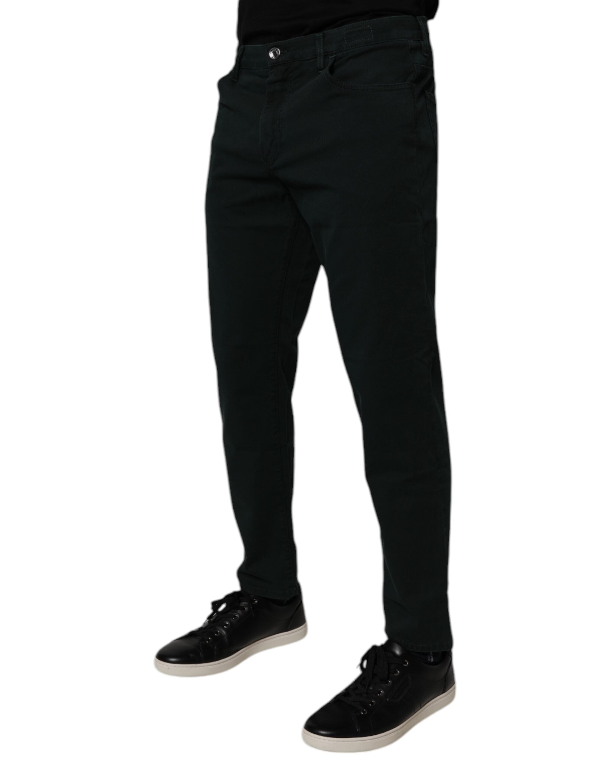 Jeans homme en coton vert foncé Dolce & Gabbana, coupe décontractée et ample, en denim.