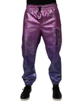 Pantalons de jogging Dolce & Gabbana rose et violet à deux tons, design décontracté, tissu en coton confortable.