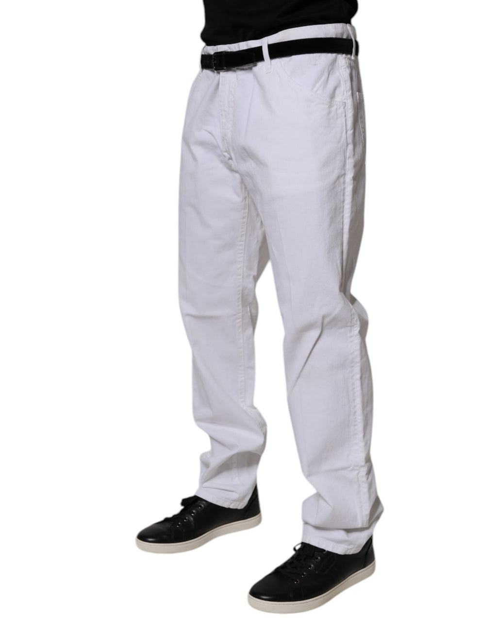 Jeans droits en coton blanc de Dolce & Gabbana pour homme, denim élégant et classique, visible avec détails de couture.