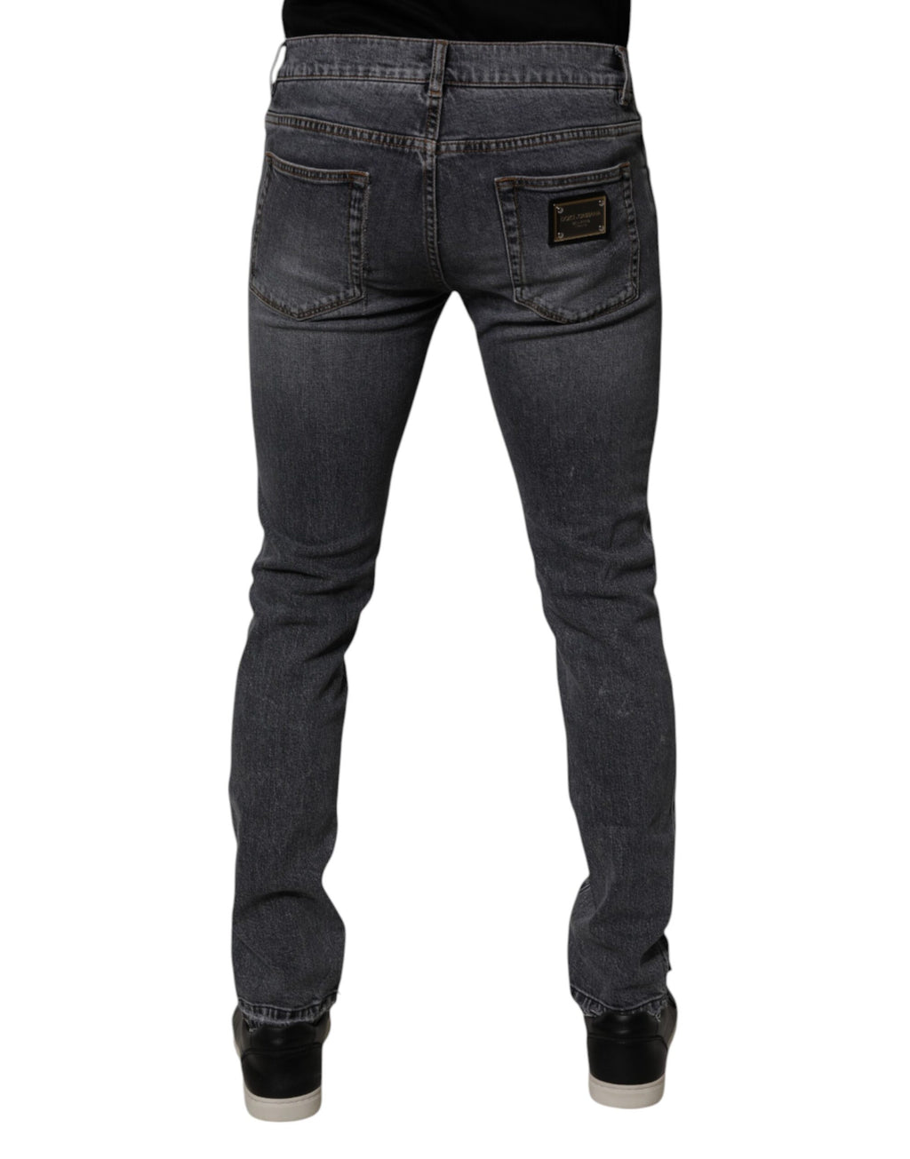 Jeans skinny en denim extensible gris foncé de Dolce & Gabbana, coupe ajustée et moderne, en coton de haute qualité.