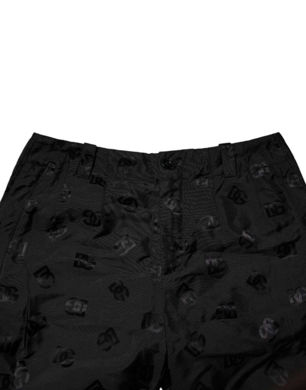 Pantalon droit noir Dolce & Gabbana avec logo monogramme, style élégant et moderne, en tissu fluide.