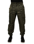 Pantalons cargo en nylon vert foncé de Dolce & Gabbana, style décontracté avec poches latérales et détails modernes.