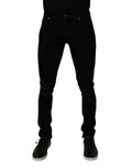 Jeans slim en coton stretch noir de Dolce & Gabbana pour homme, coupe skinny, finition denim élégante.