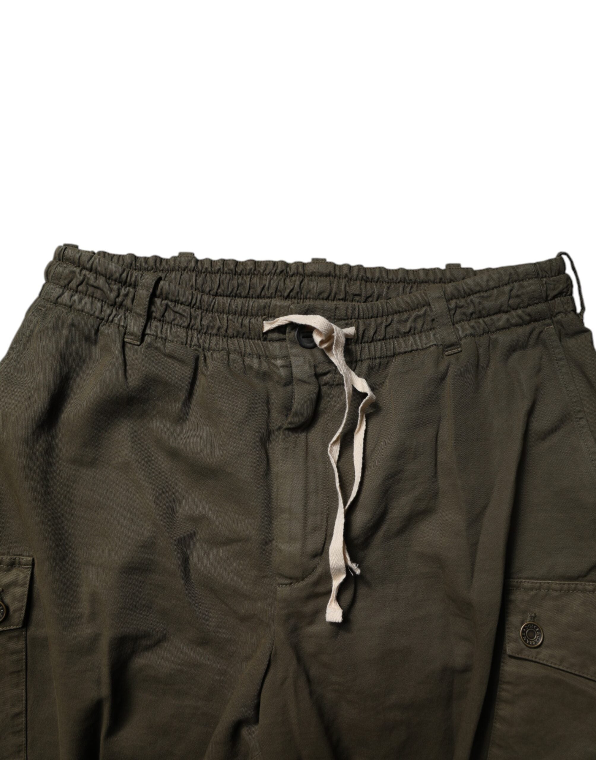 Pantalon cargo en coton stretch marron de Dolce & Gabbana, style décontracté avec poches pratiques et coupe ajustée.
