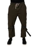 Pantalon cargo en coton extensible marron de Dolce & Gabbana, avec poches latérales et coupe décontractée.