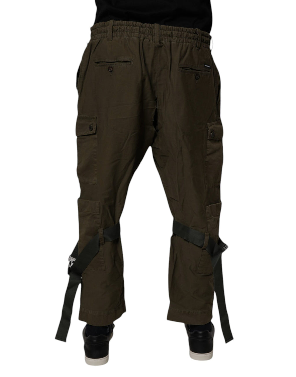 Pantalon cargo en coton stretch marron de Dolce & Gabbana, style décontracté avec plusieurs poches et coupe moderne.