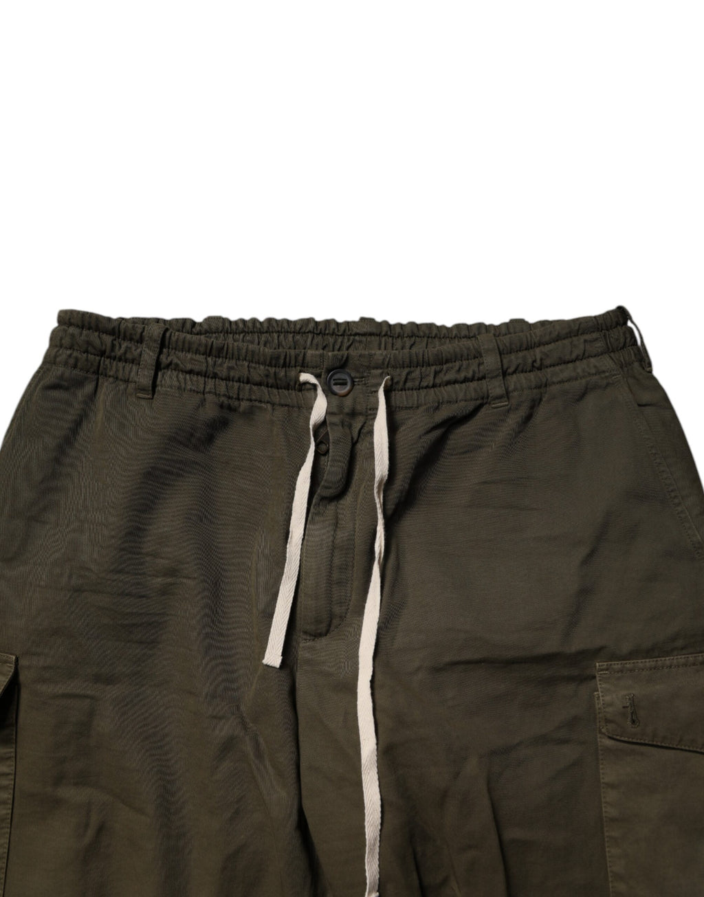 Pantalon cargo en coton stretch marron de Dolce & Gabbana, style décontracté avec poches latérales et coupe ajustée.