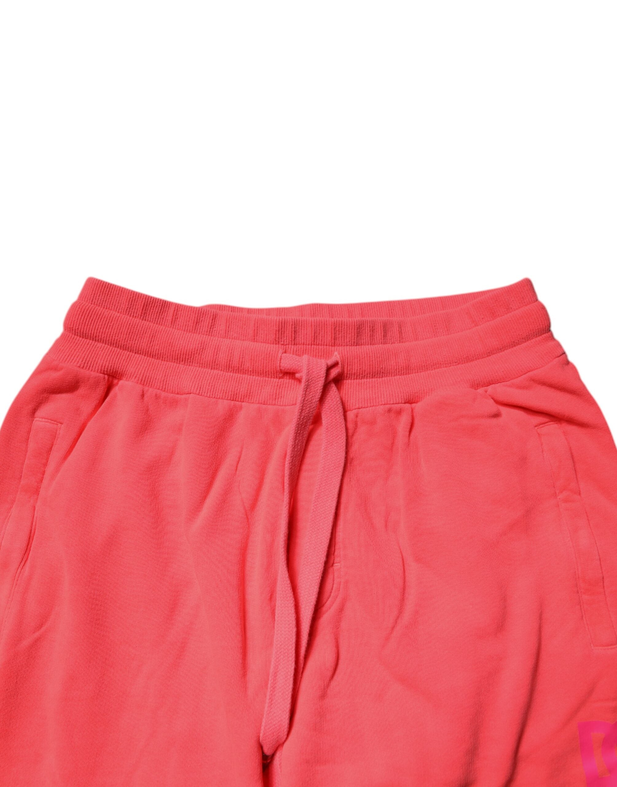 Pantalon de jogging en coton rouge néon Dolce & Gabbana pour homme, sweatpants décontractés et tendance.