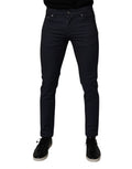 Jeans skinny en denim coton stretch bleu foncé de Dolce & Gabbana, vue de face, ajustés et modernes.