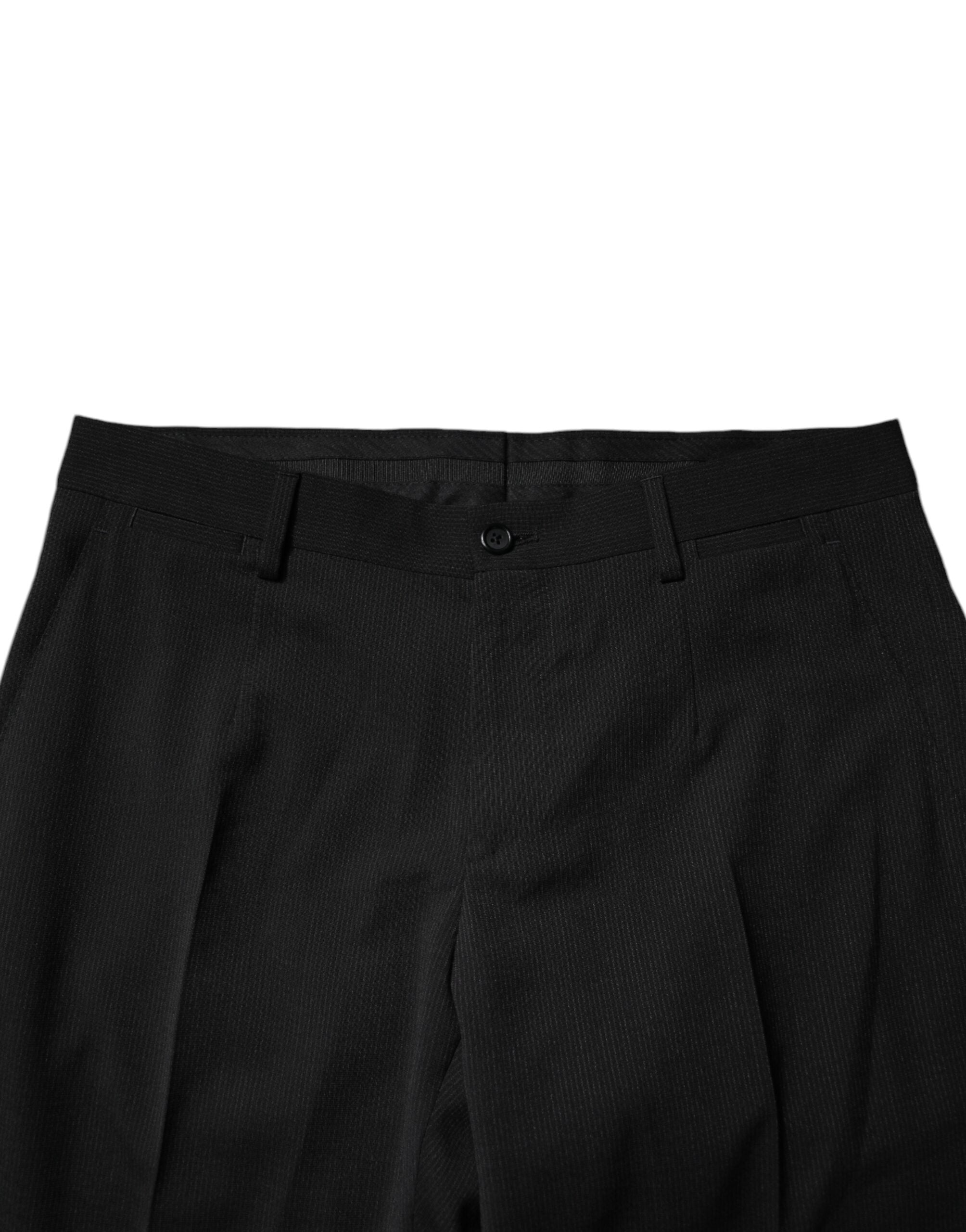 Pantalon formel pour homme Dolce & Gabbana en polyester noir, coupe taperée et élégante.