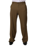 Pantalon formel droit en laine marron Dolce & Gabbana, style élégant et classique, vue de face.