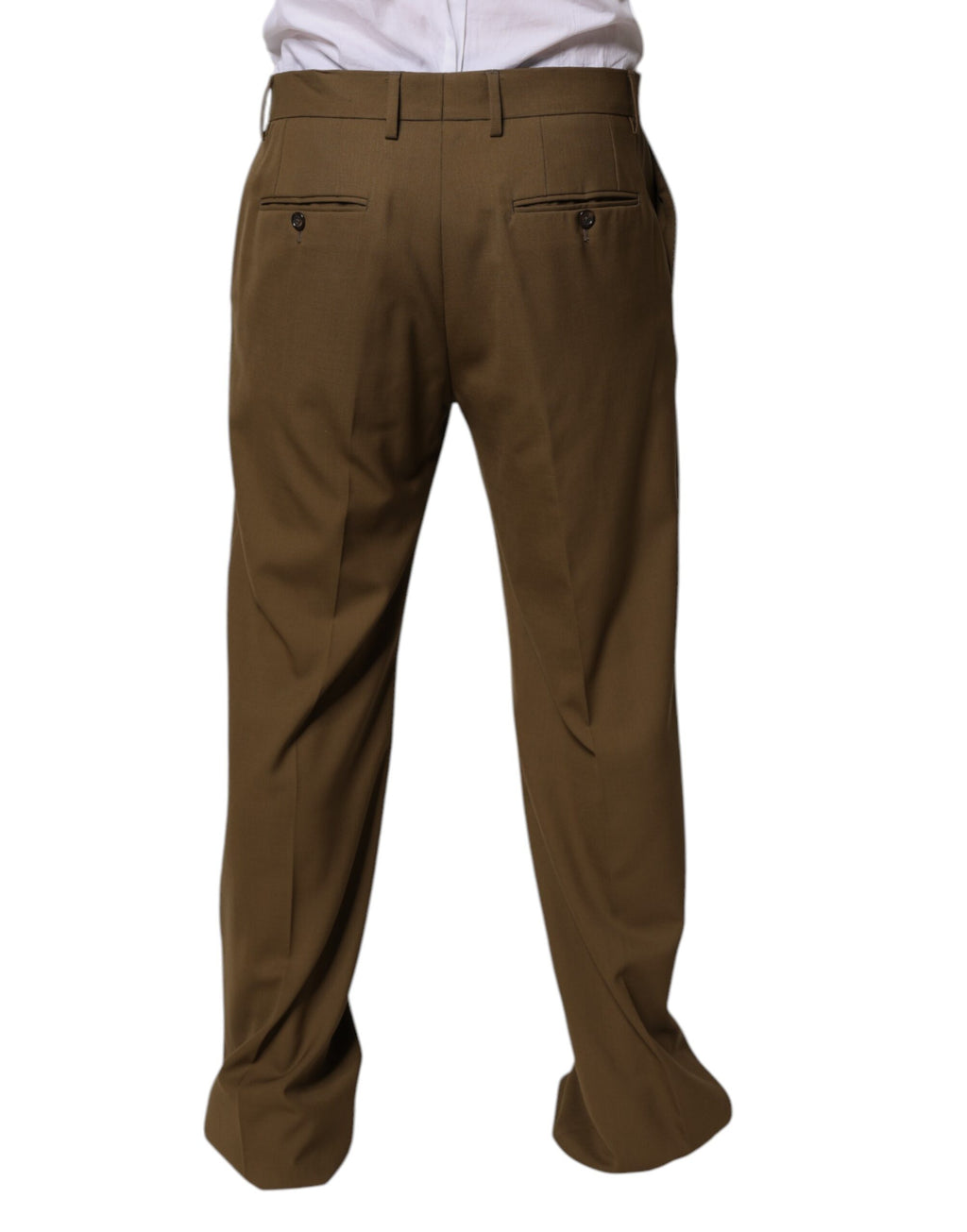 Pantalon formel en laine marron de Dolce & Gabbana, coupe droite, style élégant pour homme.