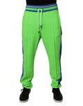 Pantalon jogger Dolce & Gabbana vert et bleu en coton avec cordon de serrage et poches, style décontracté.