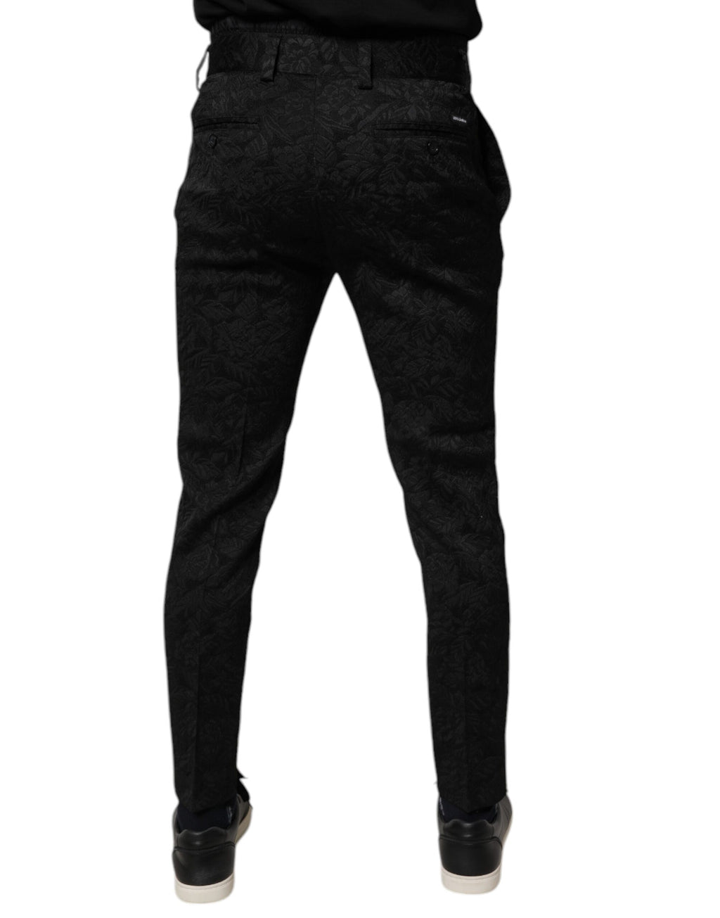 Pantalon skinny en polyester à brocart noir de Dolce & Gabbana, élégance sophistiquée pour femme.