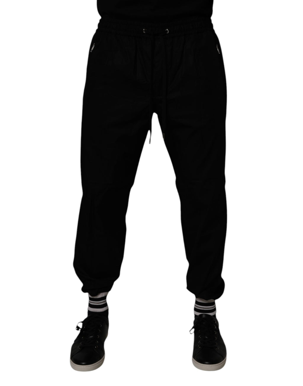 Pantalons joggers pour homme Dolce & Gabbana en coton noir, style décontracté et confort.