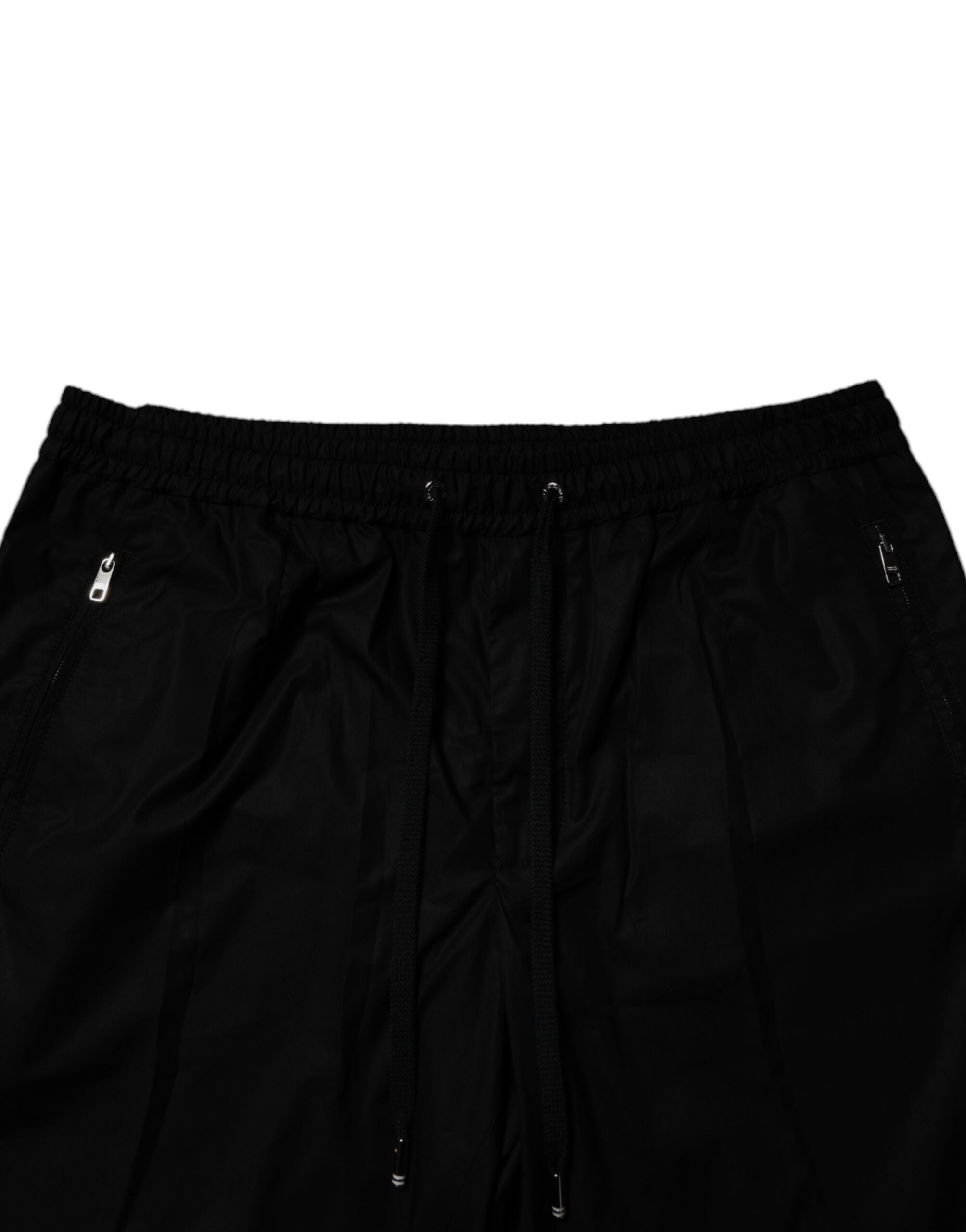 Pantalon jogger pour homme Dolce & Gabbana en coton noir, style décontracté et confortable, avec ceinture élastique et poches.