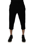 Pantalons de jogging courts en coton mélangé noir Dolce & Gabbana, coupe décontractée et détails modernes.