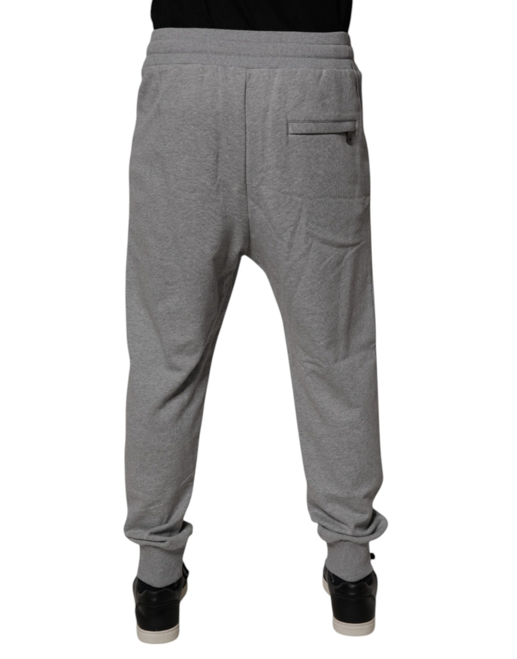 Pantalons de jogging gris pour homme Dolce & Gabbana en coton avec logo, vue de face.