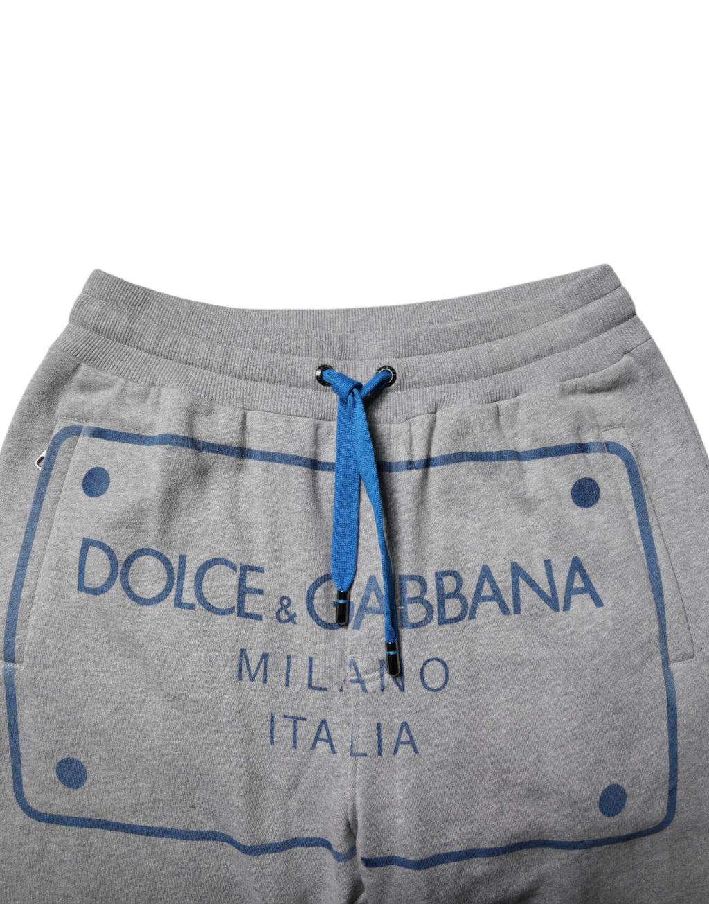 Pantalon jogger pour homme Dolce & Gabbana gris en coton avec logo, style décontracté et confortable.