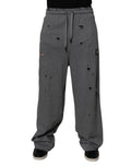Pantalons de jogging gris en coton Dolce & Gabbana RipStyle, coupe droite, vêtement décontracté pour hommes.