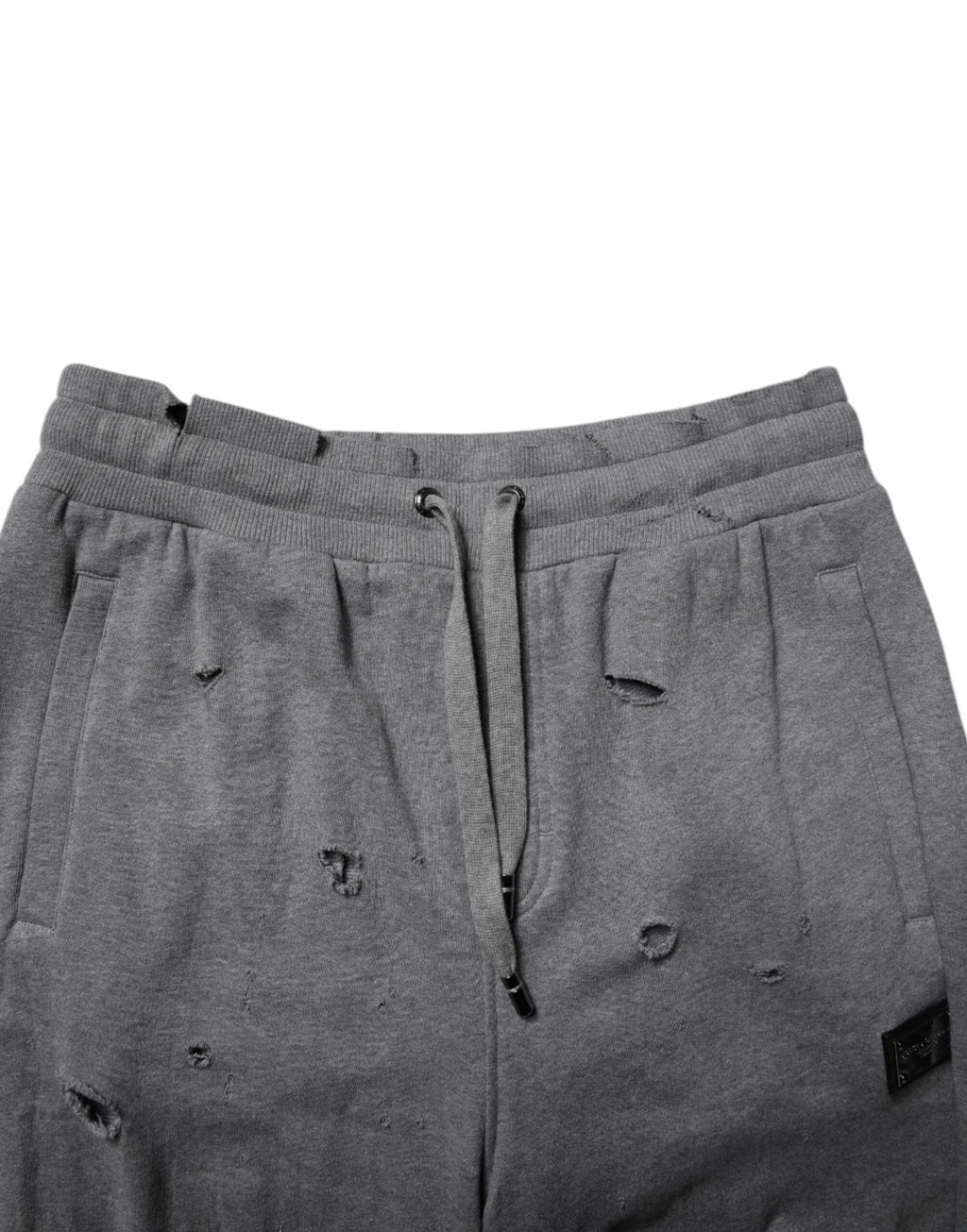 Pantalon de sweat en coton gris Dolce & Gabbana RipStyle droit, confort et style décontracté.