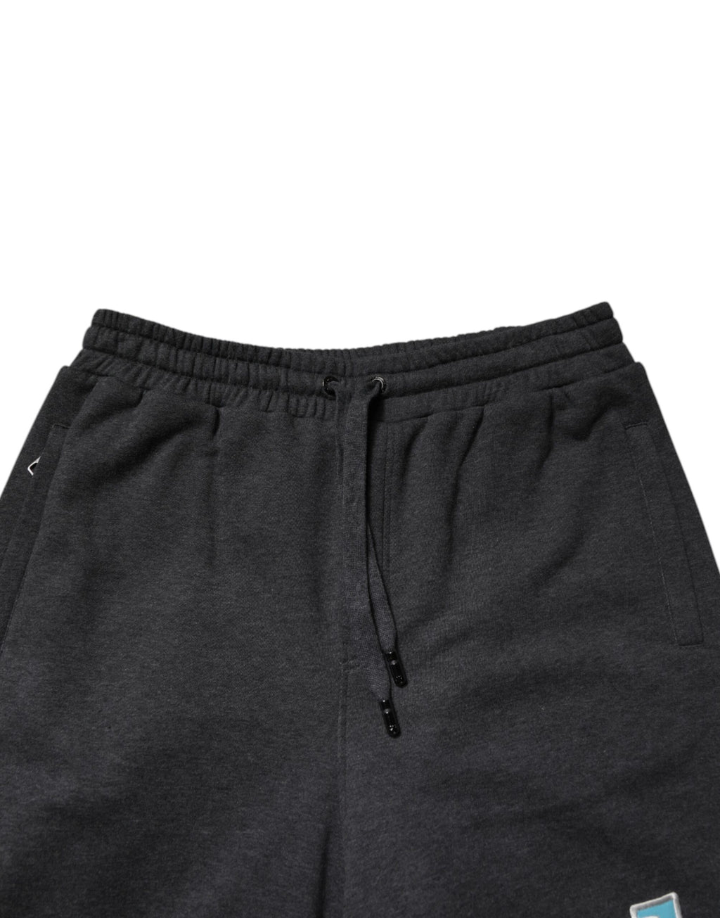 Pantalons de survêtement en coton gris foncé Dolce & Gabbana, coupe droite avec superposition élégante, pour un style décontracté.