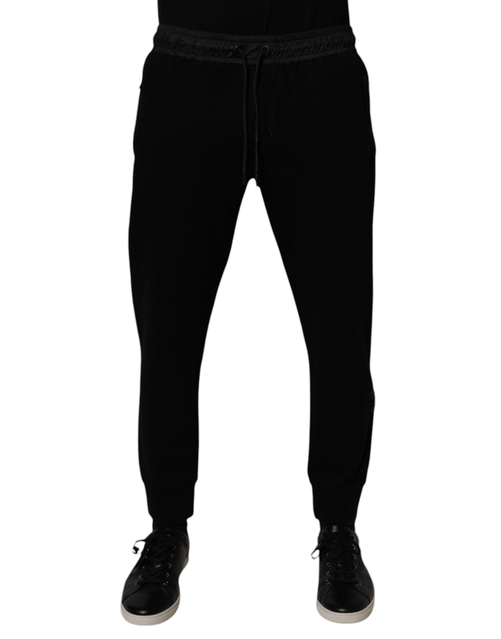 Pantalon jogger Dolce & Gabbana pour homme en coton mélangé noir, style décontracté avec ceinture élastique et poches latérales