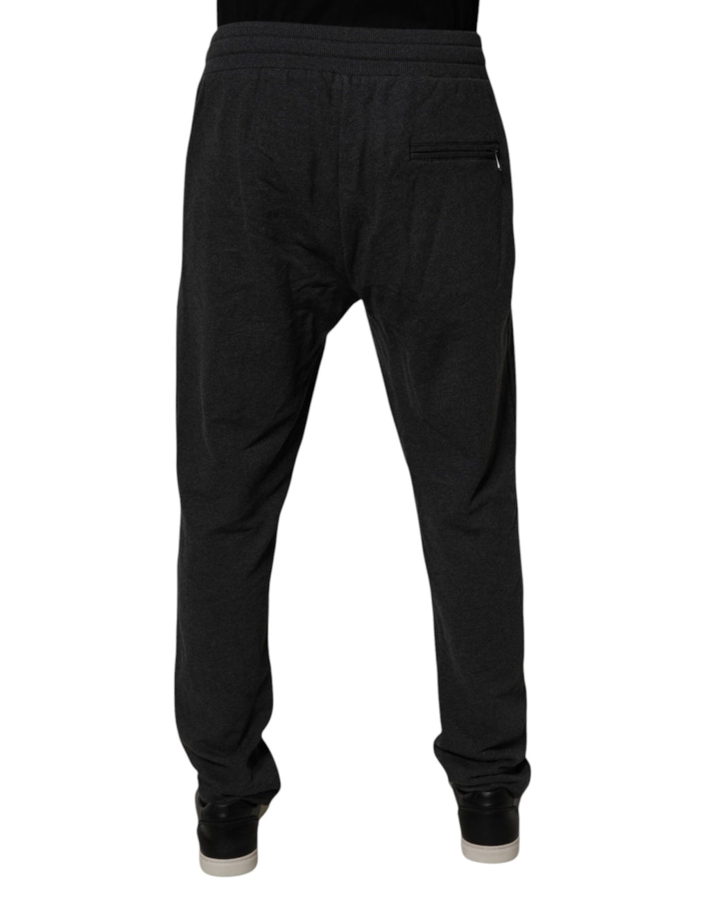 Pantalon jogging en coton gris foncé Dolce & Gabbana avec logo, style décontracté et confortable, pour homme.