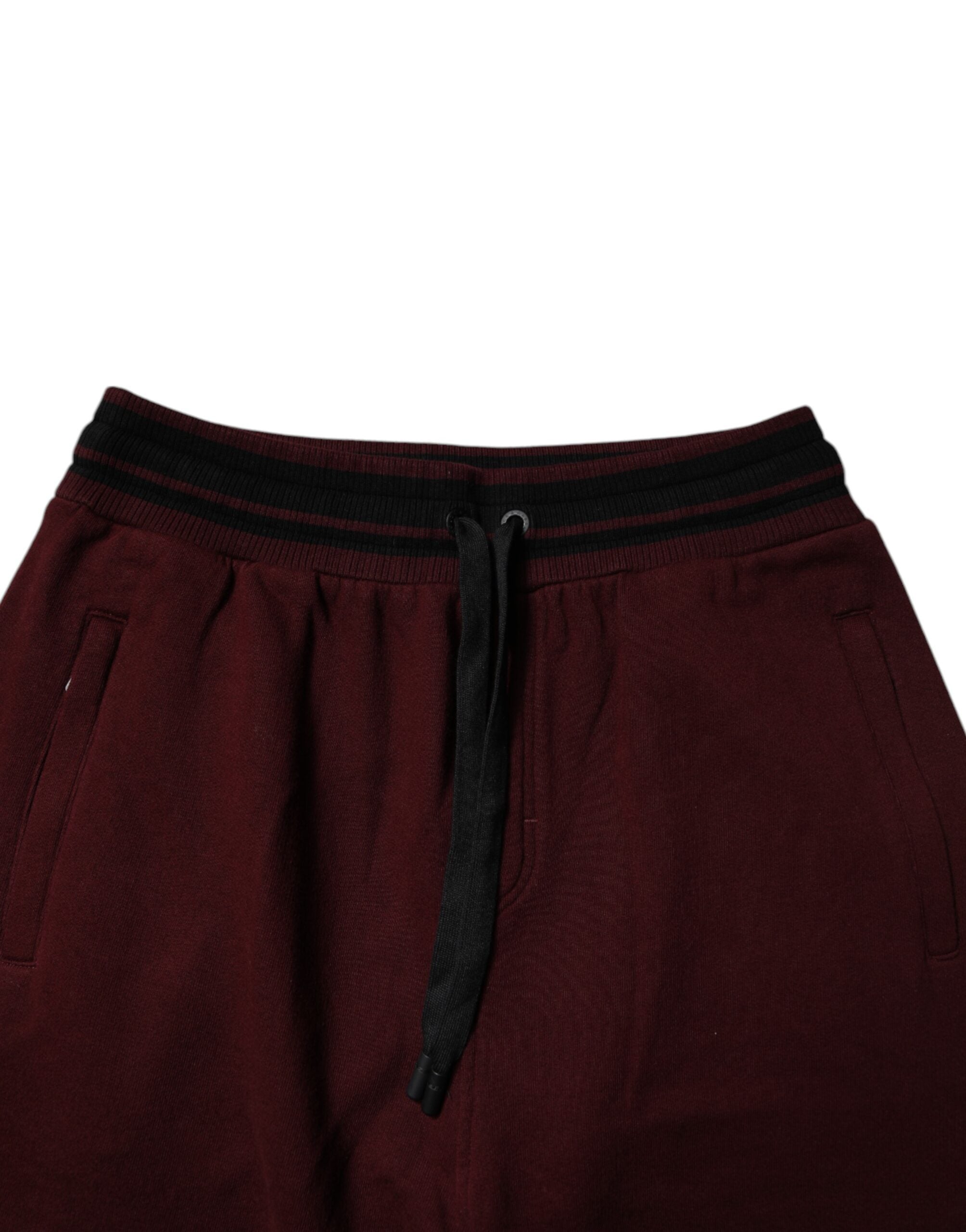 Pantalon de jogging pour homme Dolce & Gabbana en coton bordeaux, style décontracté et confortable.