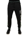 Joggeurs homme Dolce & Gabbana noirs avec motifs floraux, style décontracté et confortable, tissu doux et tendance.