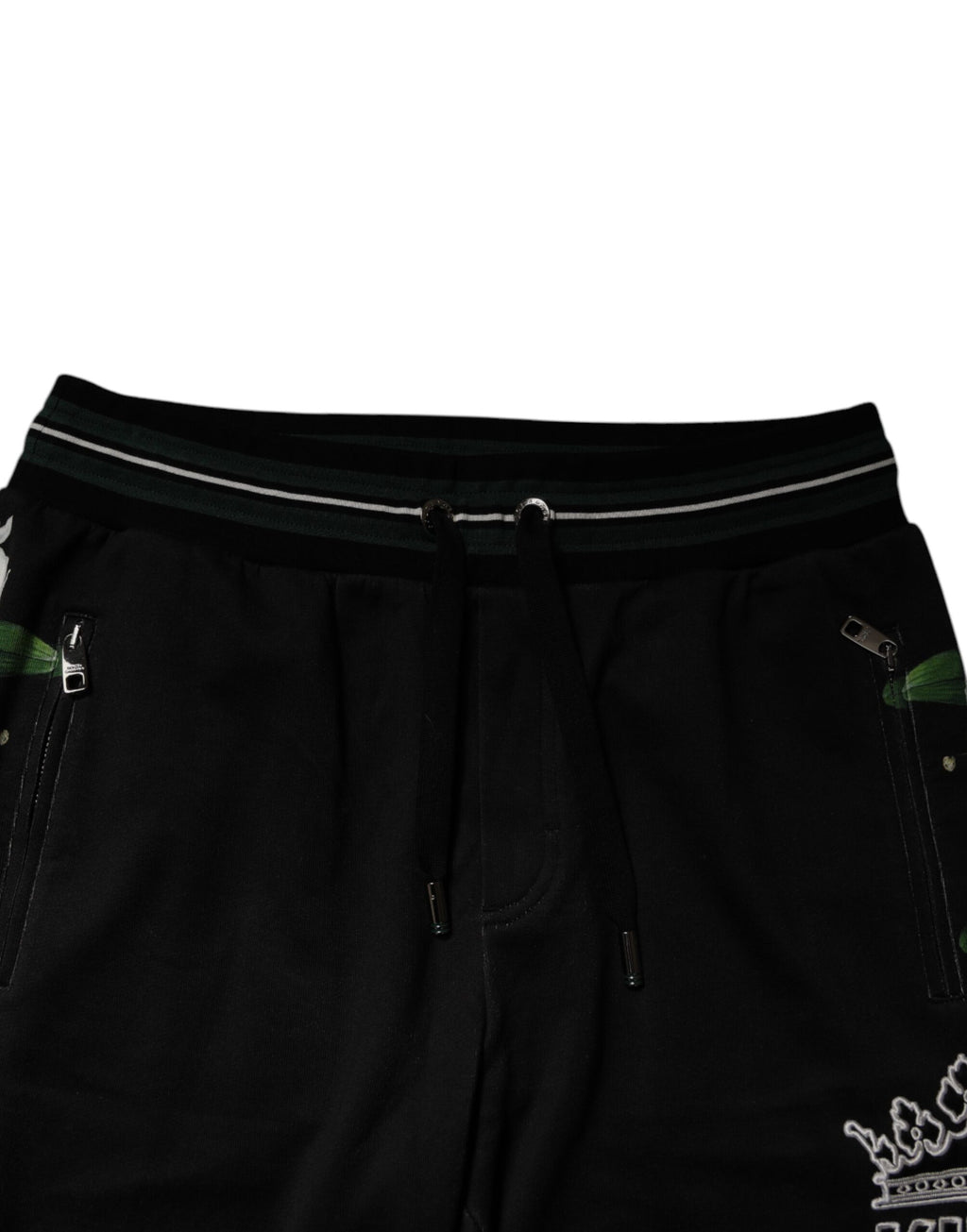 Pantalon jogger homme Dolce & Gabbana noir avec motifs floraux, style décontracté et confortable, en tissu doux.