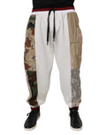 Pantalon de survêtement camouflage patchwork blanc de Dolce & Gabbana, style décontracté avec logo de la marque.