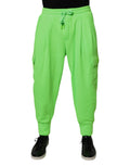 Pantalon cargo jogger pour homme Dolce & Gabbana, sweatpants vert néon avec poches et taille élastique.