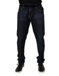 Jeans skinny en denim coton stretch bleu foncé de Dolce & Gabbana, vue de face avec détails de couture.