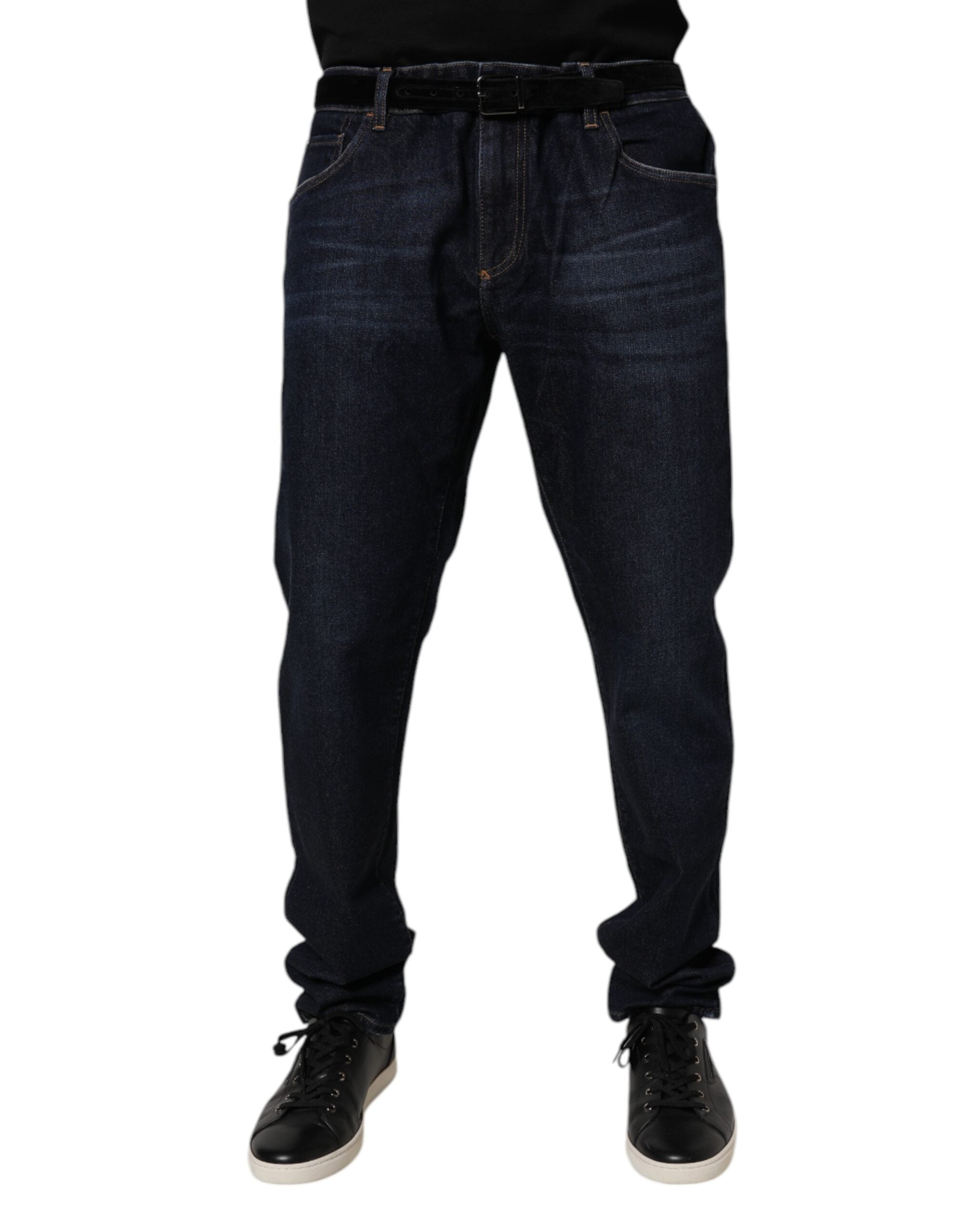 Jeans skinny en coton stretch bleu foncé de Dolce & Gabbana, coupe ajustée et détails classiques en denim.