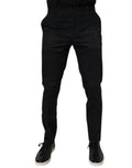 Pantalons habillés noirs en coton extensible Dolce & Gabbana, coupe skinny et élégante pour femme.