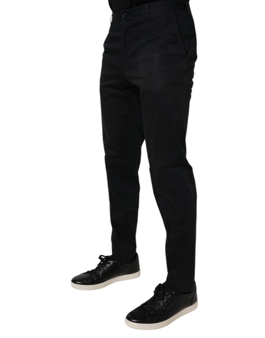 Pantalon de costume skinny en coton noir Dolce & Gabbana, style formel, ajusté et élégant, visible avec une coupe moulante.
