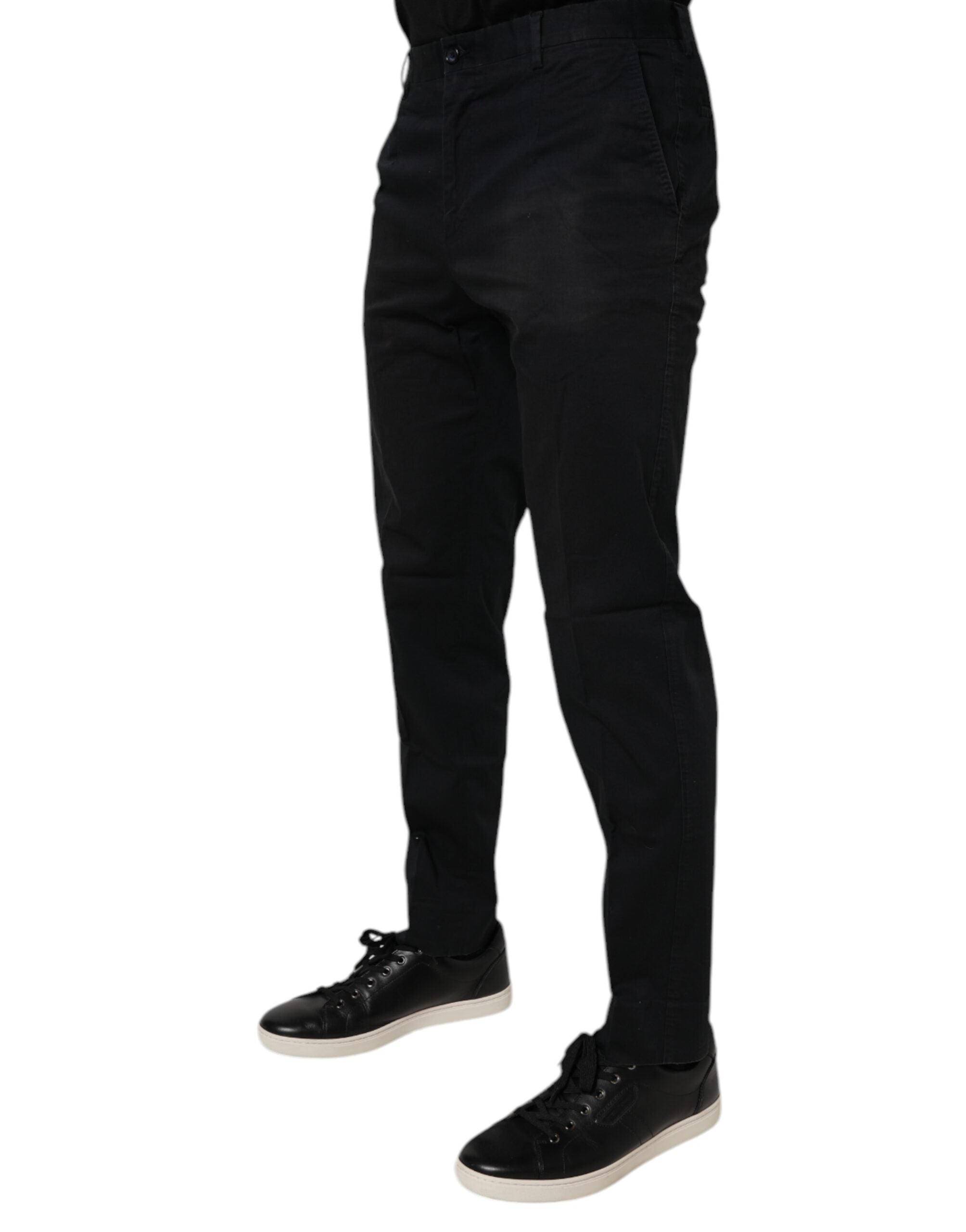 Pantalon de costume skinny en coton noir Dolce & Gabbana, style formel, ajusté et élégant, visible avec une coupe moulante.