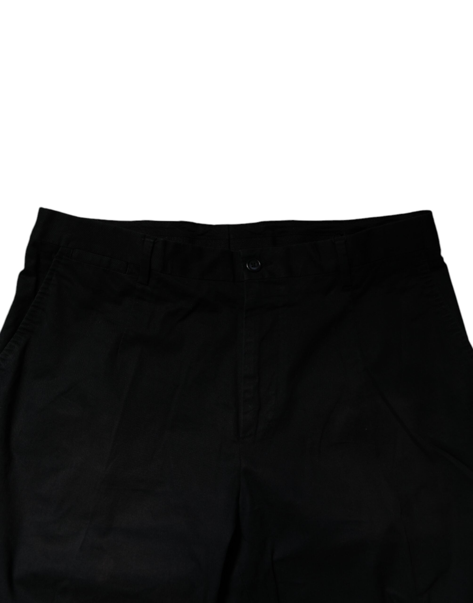 Pantalon formel skinny en coton stretch noir de Dolce & Gabbana, vue de face avec ceinture élégante.