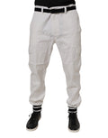 Pantalons slim en coton blanc Dolce & Gabbana, joggers cargo avec poches, mode décontractée et élégante pour homme.