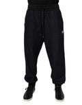 Pantalon de jogging Dolce & Gabbana en coton jacquard noir, style décontracté avec taille élastique et détails tissés.