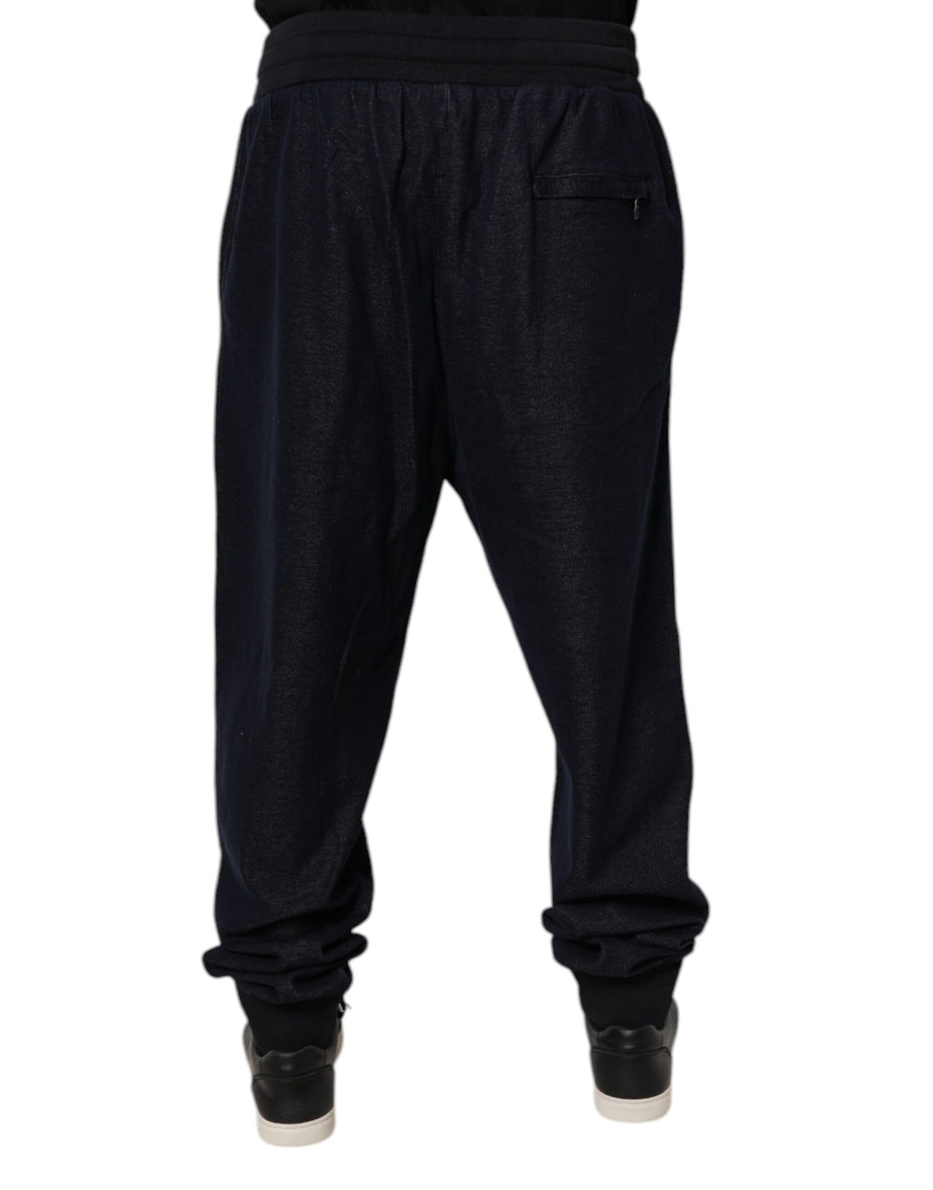 Pantalon de jogging Dolce & Gabbana en jacquard noir en coton, coupe décontractée et détails élégants.