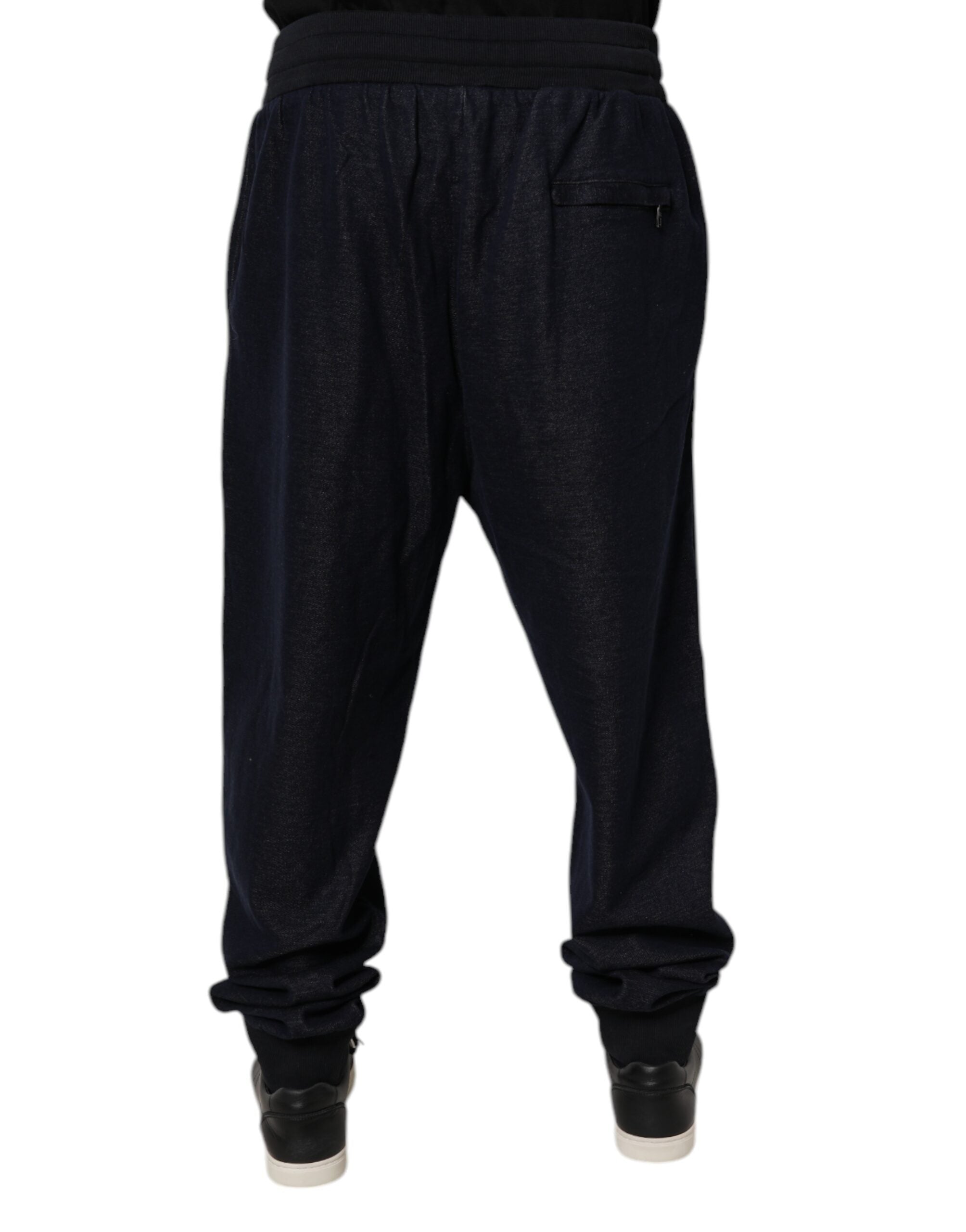 Pantalon de jogging Dolce & Gabbana en jacquard noir en coton, coupe décontractée et détails élégants.