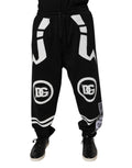Pantalon de jogging en coton noir Dolce & Gabbana avec logo, look décontracté et confortable, idéal pour le sport ou la détente.
